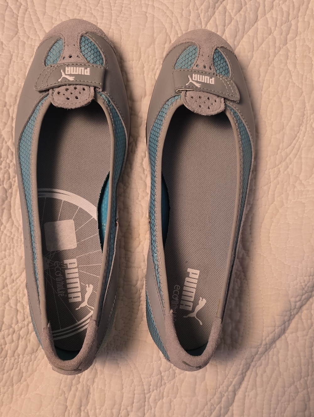 Puma Gray and Teal Slip-On Ballet Flats